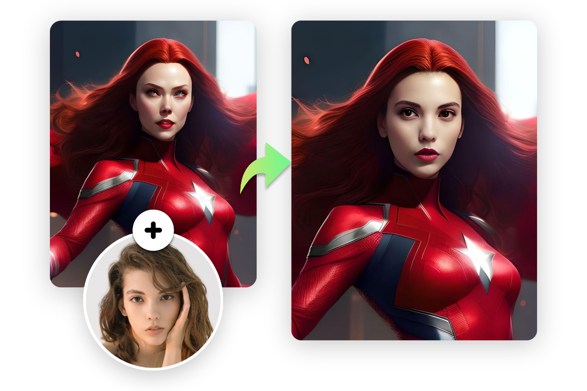 使用丹青AI換臉工具將女性臉部與電影角色互換